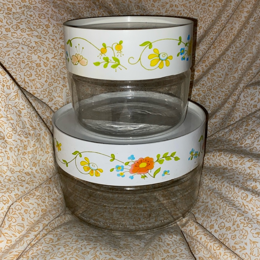 Pyrex Wildflower Glass Stackable Canisters with Lids